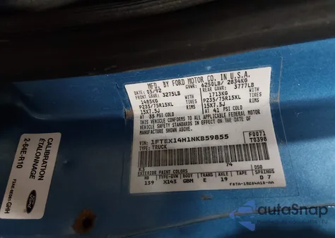 1992 Ford F150 from USA, damaged, VIN 1FTEX14H1NKB59855